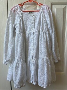 Haute Hippie Girls Eyelet Button-Front Long Sleeves White Dress (Size 7)